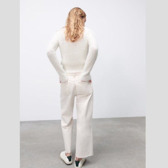 Zara Faux Fur White Top Sz Small NWT - Picture 4 of 5